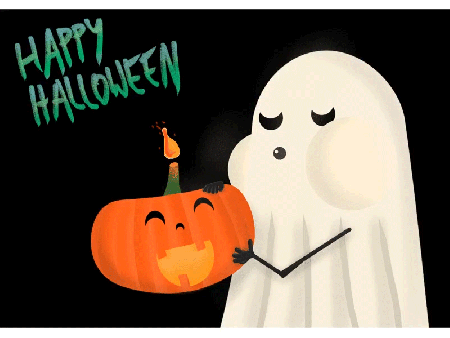 Duch zdmuchujący świeczkę szczęśliwego Halloween